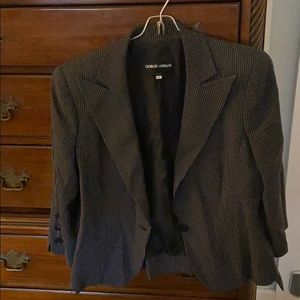 Giorgio Armani single button short plaid blazer